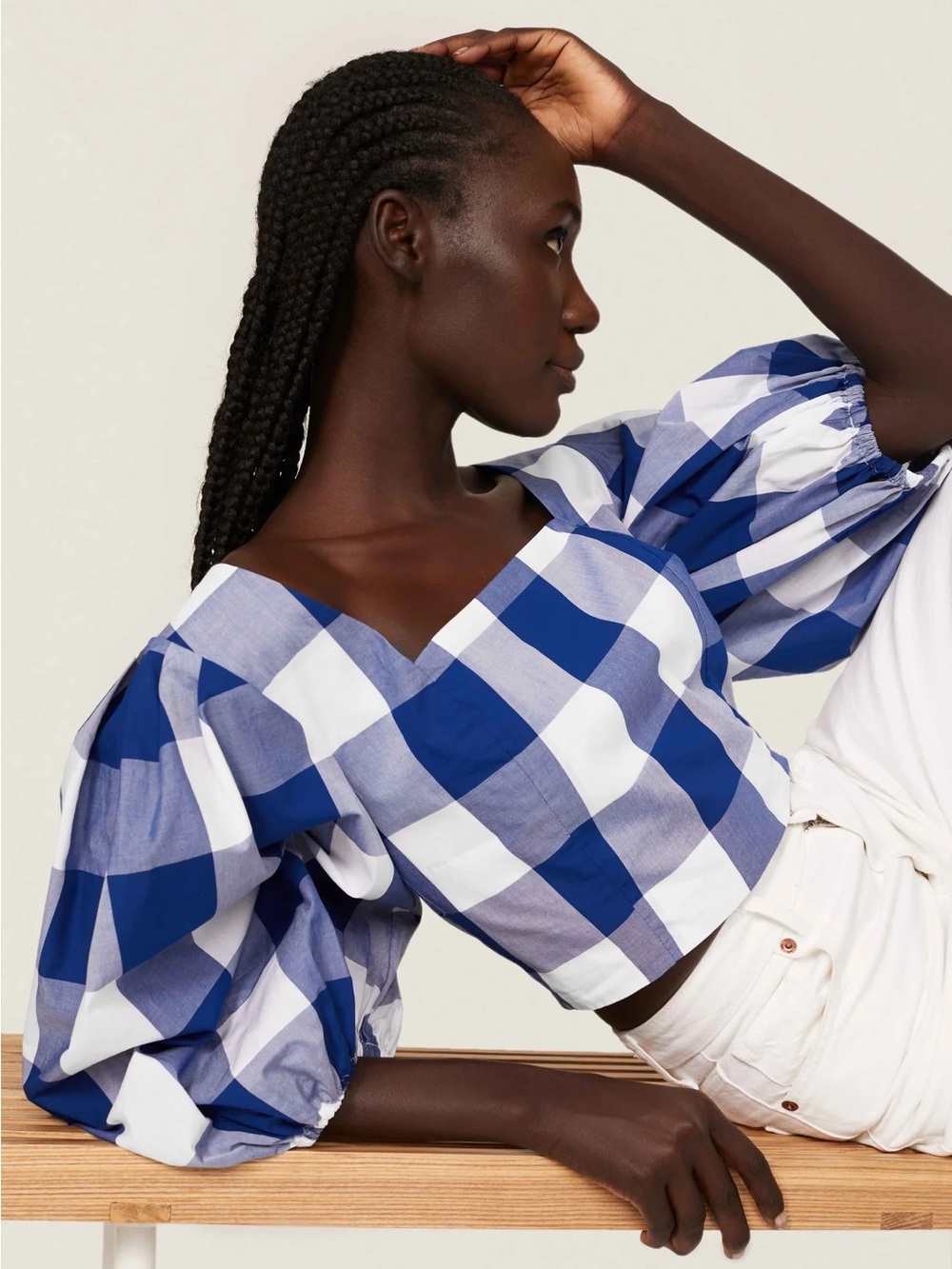 COMING SOON Peter Som Cotton Plaid Crop Top S $250